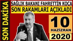 Koronavirüs Türkiye 10 Haziran Rakamlarını Bakan Fahrettin Koca açıkladı